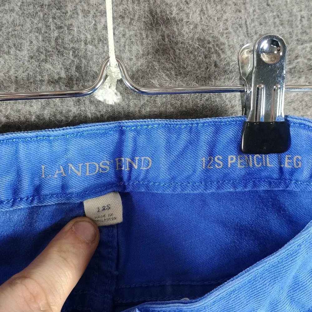 Lands End Jeans Women 12S Pencil Leg Bright Blue Low Rise Nautical‎ Unique Punk